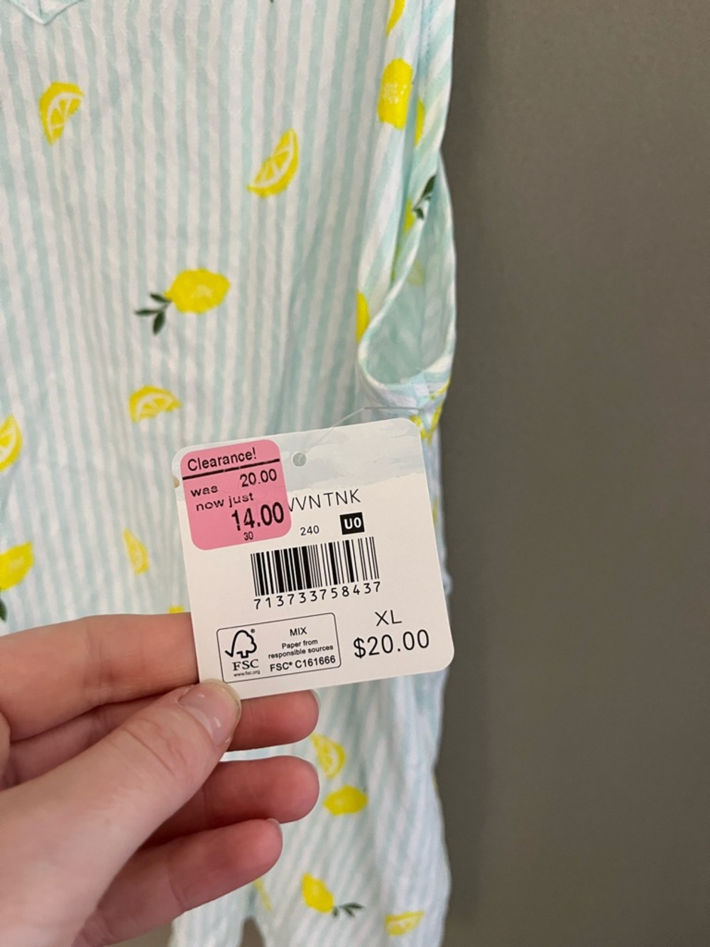 NWT Yellow Lemon Print Striped V-Neck Spaghetti Strap Top Adjustable Straps XL - Picture 5 of 10